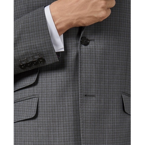 NWT TED BAKER 100% Wool Charcoal Plaid Check Blazer Performance Jacket 36R - Picture 8 of 13